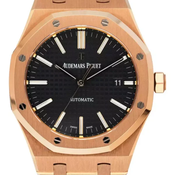 Audemars Piguet Royal Oak Rose Gold Black Dial 15400 model super master clone watch