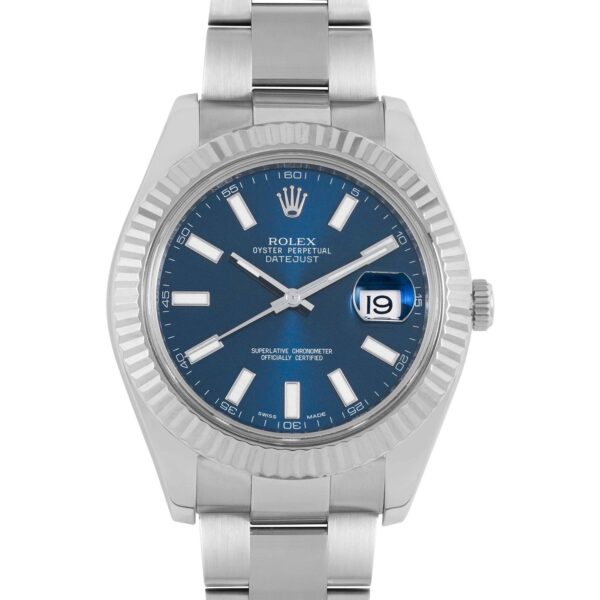 Rolex Datejust Blue Dial Steel Swiss ETA 7750 Valjoux Movement Watch