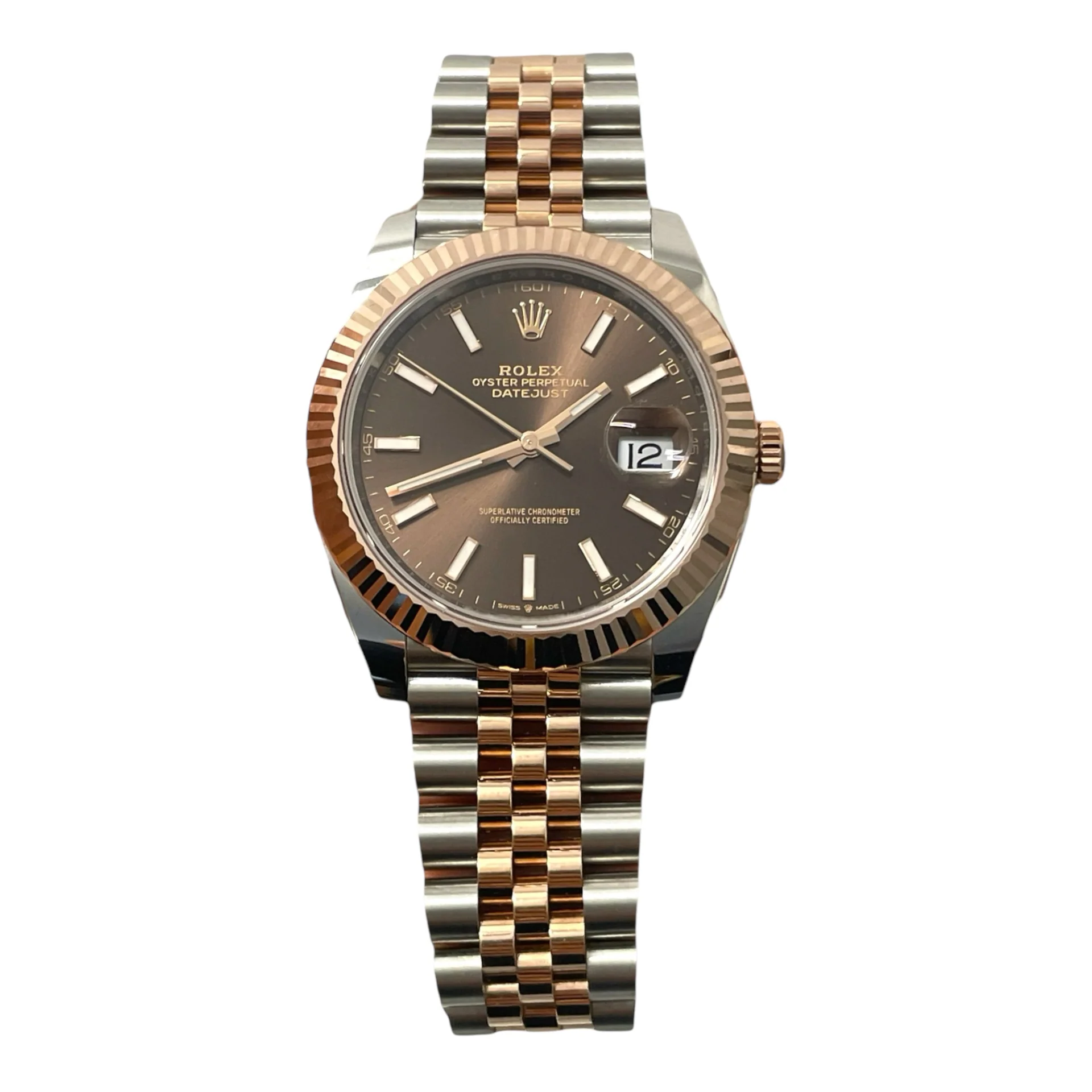 Rolex Datejust brown dial rose gold dual tone super clone watch