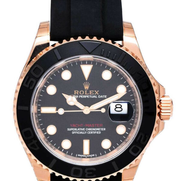 Rolex Yacht Master Black Rubber Strap Swiss ETA 7750 Automatic Valjoux Movement Watch