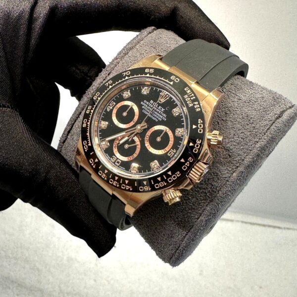 ROLEX DAYTONA BLACK DIAL WITH DIAMOND CERAMIC BEZEL WITH ROSE GOLD CASE SUPER CLONE WATCH