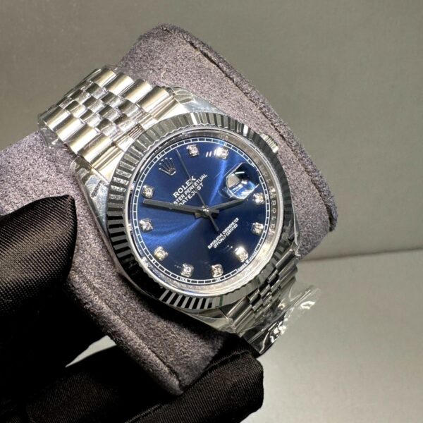Rolex date just blue dial with diamond full steel super clone watch