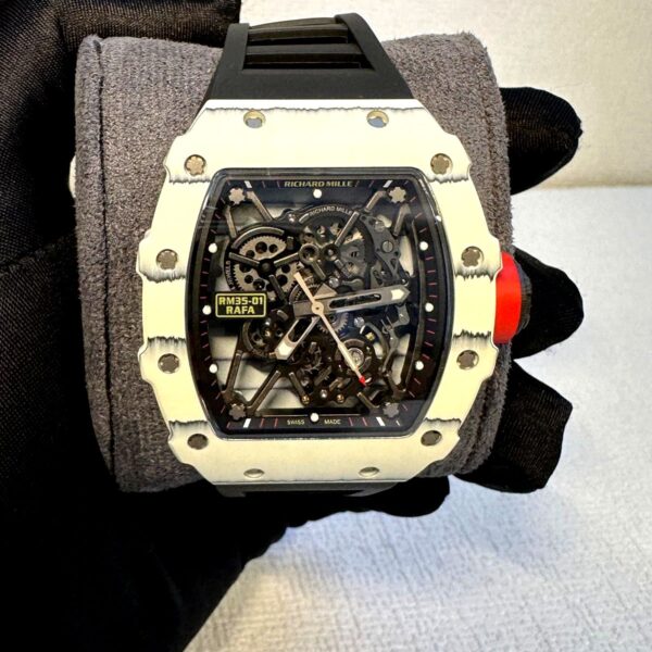 Richard Mille RM 35-01 white watch with Black rubber strap super clone 1:1 watches in Dubai