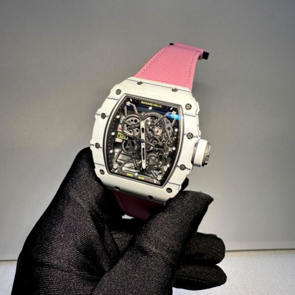 Richard Mille RM 35-01 white watch with pink velcro strap super clone 1:1 watches in Dubai